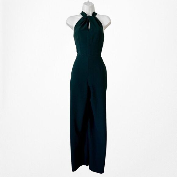 Vintage Y2K Green Sleeveless Halter Wide Leg Jumpsuit Size M - Picture 5 of 8